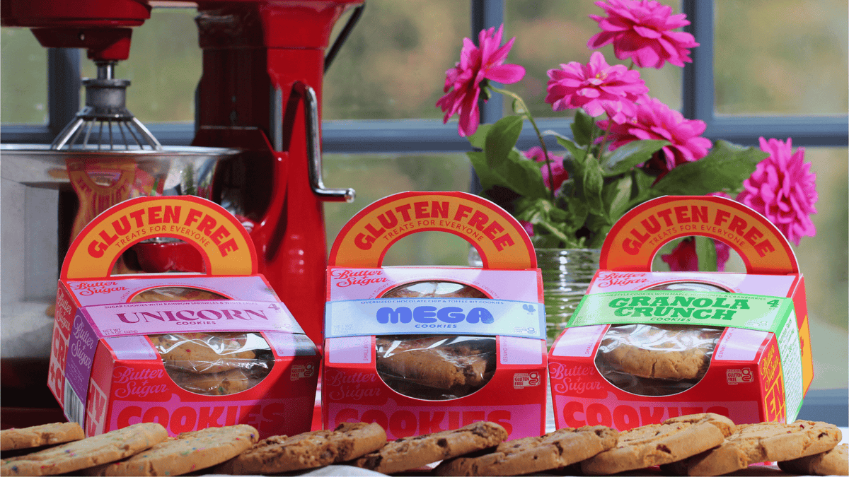 Butter + Sugar Mega, Unicorn, and Granola Crunch Cookie four packs